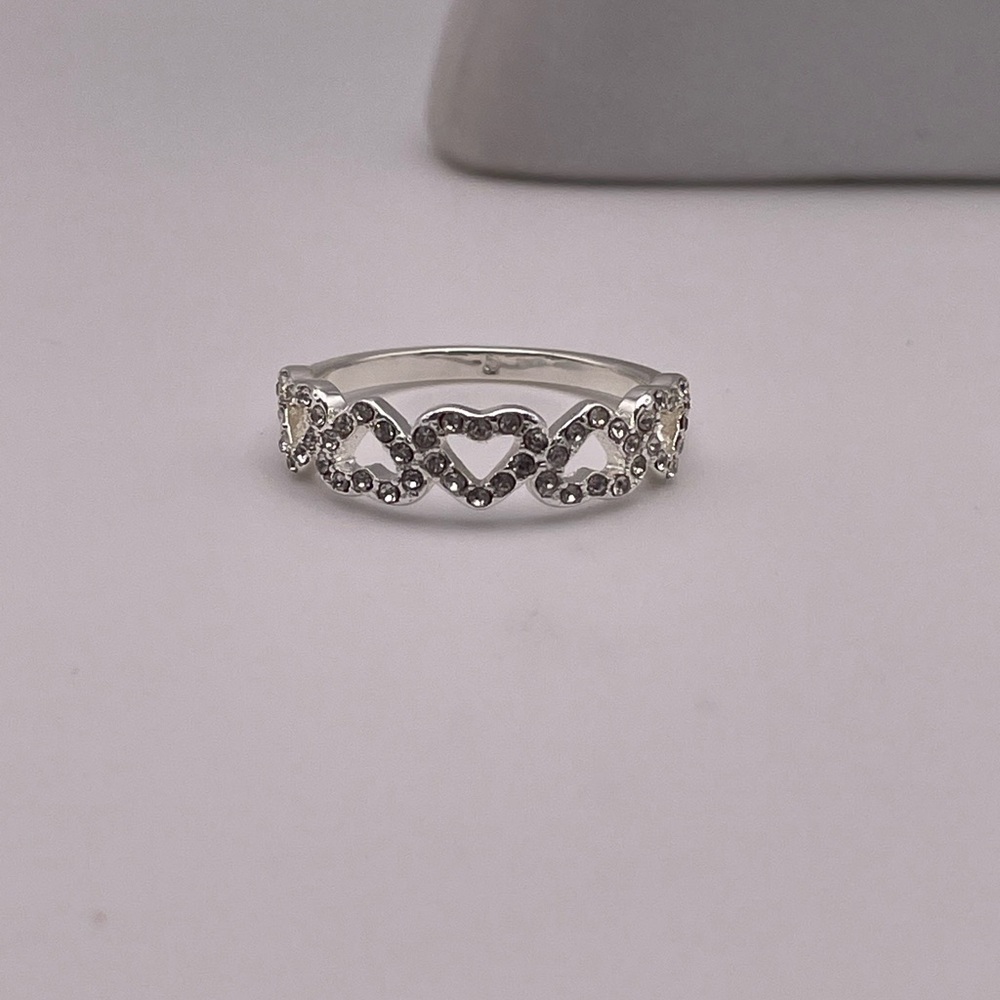 Charter Club Fine Silver Plate Pavé Open Heart Ring
